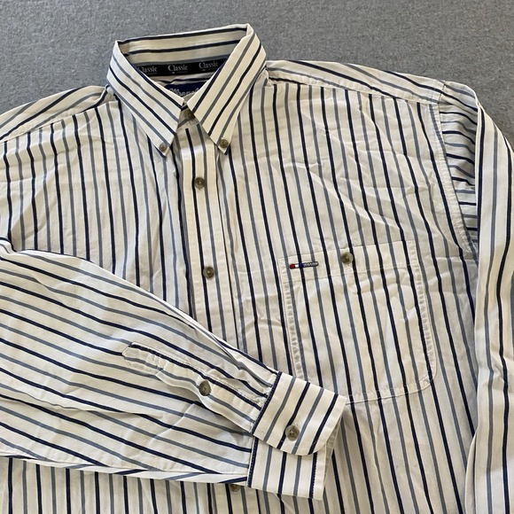 Wrangler Other - Wrangler Classic Button Up Long Sleeve Western Shirt Men's XL Blue White Striped